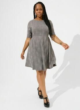 Torrid Studio 2 Plaid Jacquard Knit Skater Dress A-Line Career NWT 2X